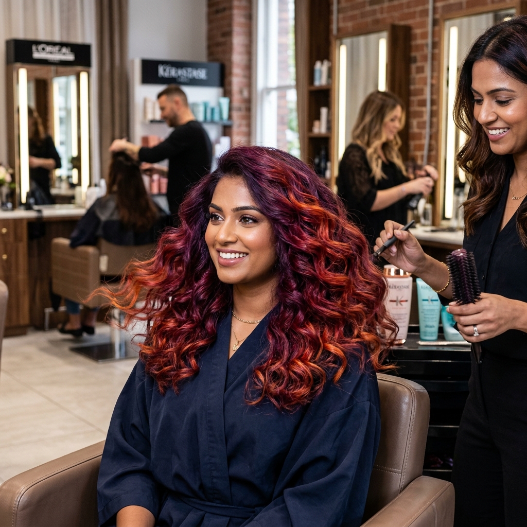 Professional hair color and styling at HMH Aura Beauty